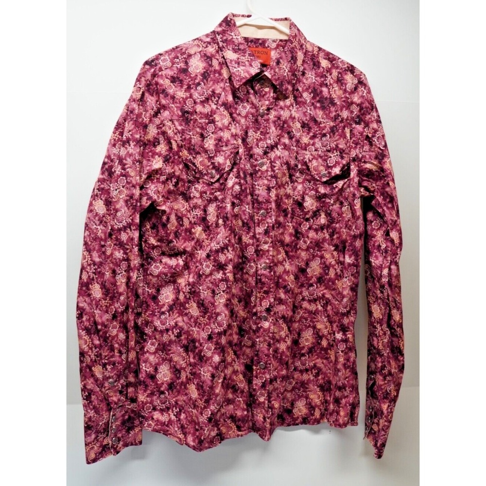 Patron Cito Red Label Men's Paisley Long Sleeve Pearl Snap Shirt XL Western
